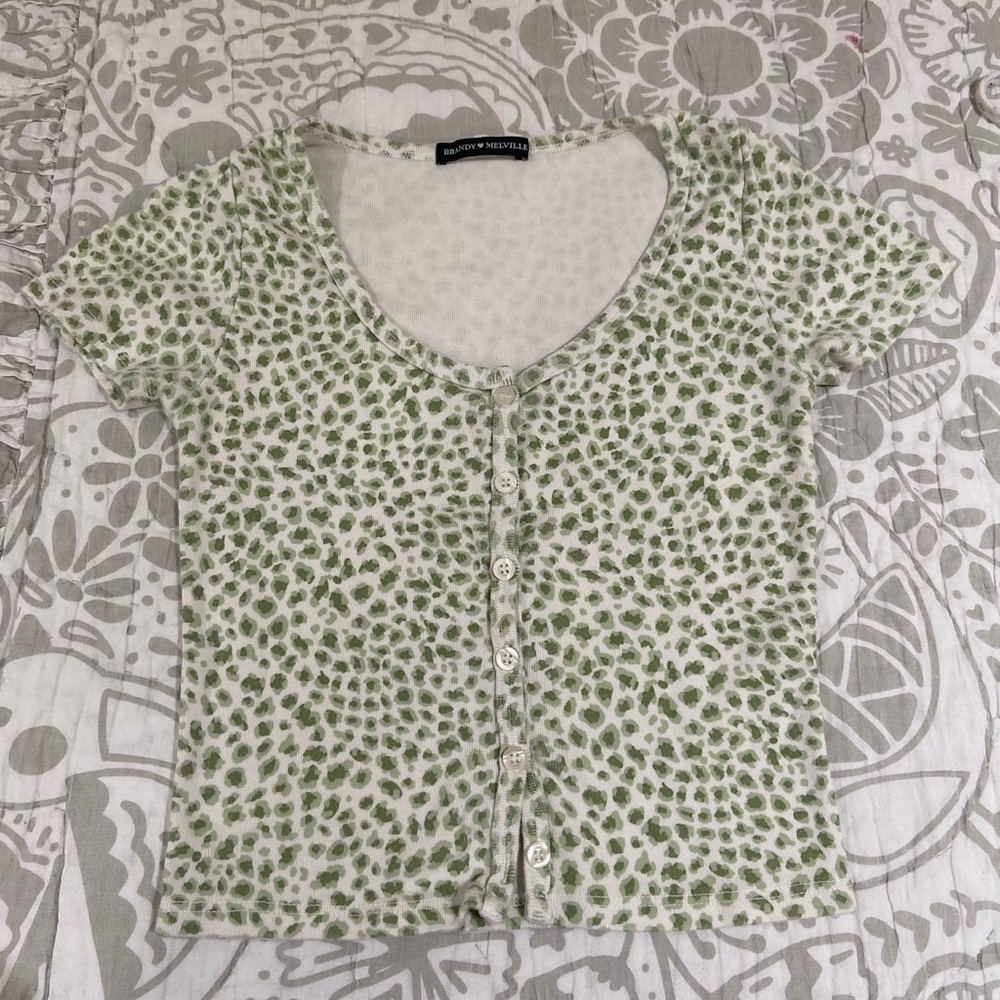 Green Cheetah Print Top